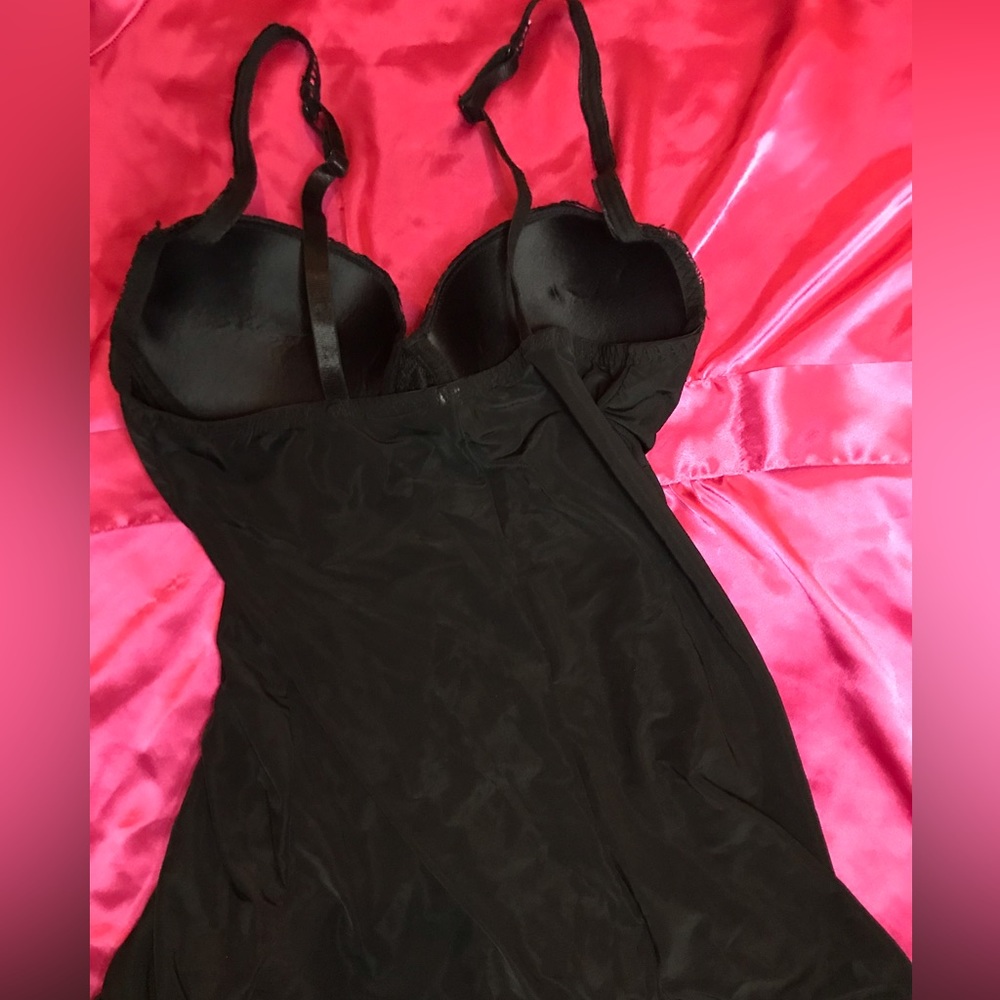 💗3/$15 Black pink lace lingerie push up chemise camisole bow detail sexy - Picture 9 of 11